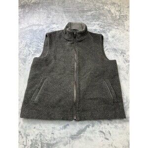 Daniel Cremieux Alpaca Wool Vest Men M Black Lambskin Leather Trim Lined Pockets